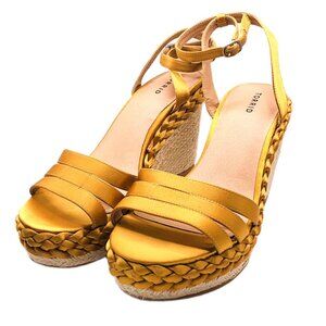 Torrid Wide Width Yellow Gold Satin Wedge Sandals Espadrille 8.5W